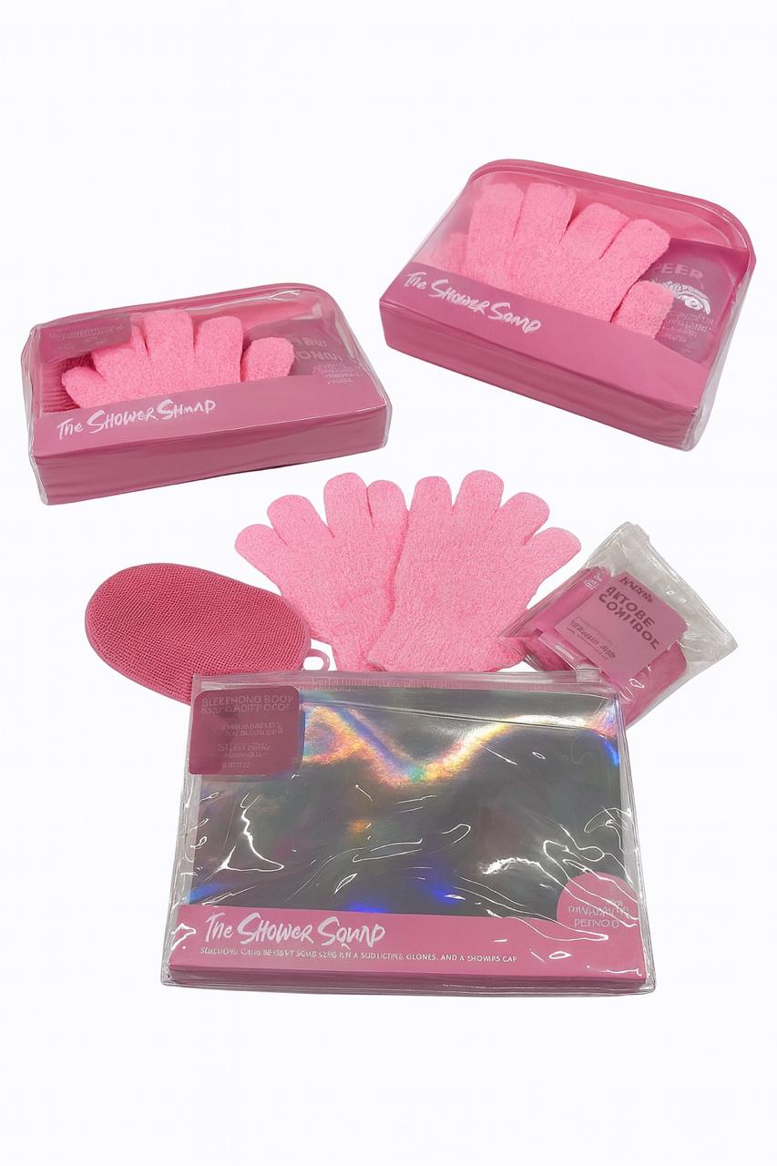 Set Exfoliante Esponja de Siliconas Guante y Gorro de Ducha